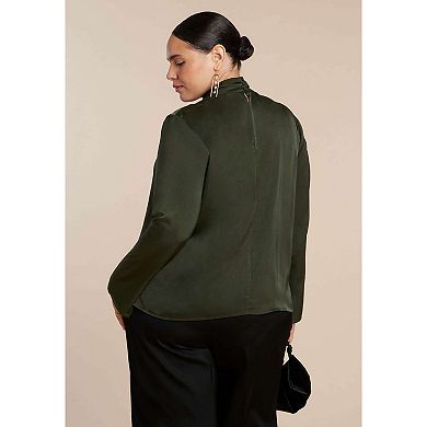 ELOQUII Women's Plus Size High Neck Drape Top