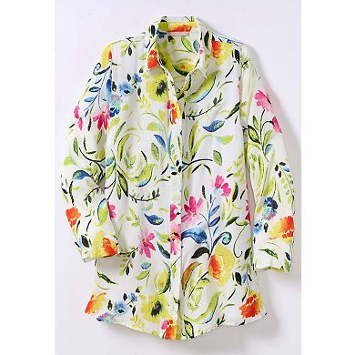 Woman Within Plus Size Crinkle Button-Front Shirt