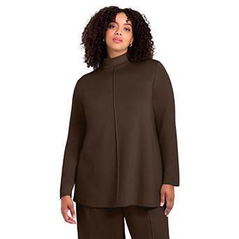 Avenue Women's Plus Size Seamed Mock Neck Tunic