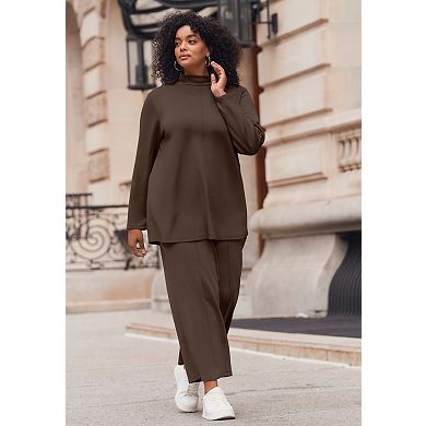 Avenue Women's Plus Size Seamed Mock Neck Tunic