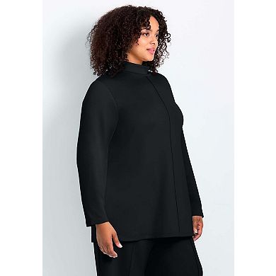 Avenue Women's Plus Size Seamed Mock Neck Tunic