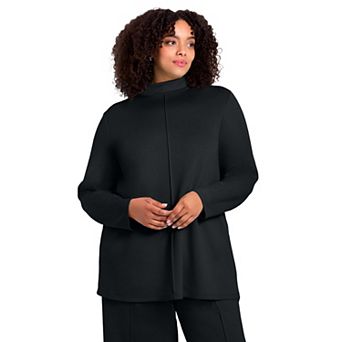 Avenue Women's Plus Size Seamed Mock Neck Tunic