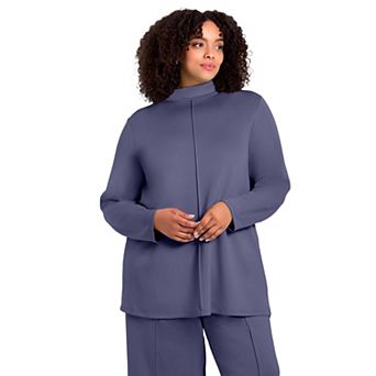 Avenue Women's Plus Size Seamed Mock Neck Tunic