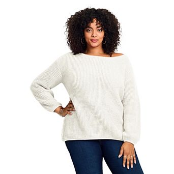 Avenue Women's Plus Size Waffle Stitch Pullover Sweater