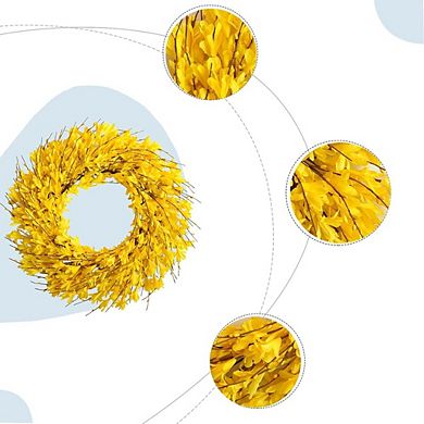 22-Inch Artificial Forsythia Flower Wreath for Front Door and Home Decor