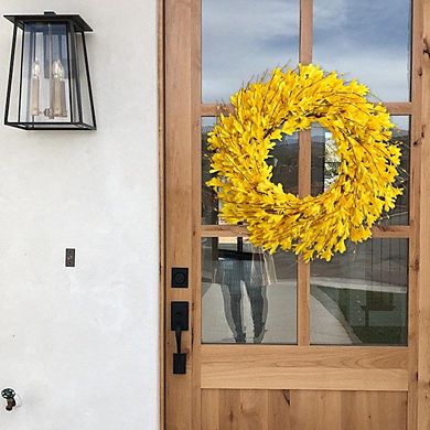 22-Inch Artificial Forsythia Flower Wreath for Front Door and Home Decor