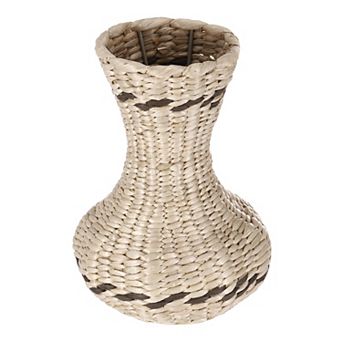 Rattan Weave Vase, 8.7" Striped Side Table Vase Plant Holder Basket for Dried Flower Arrangements