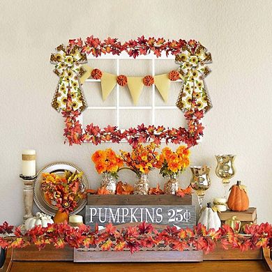 Large Floral Burlap Bow for Wreath, Sunflower Decoration for Front Door