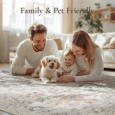 5x7 Light Taupe Rug Low-Pile, Non-Slip, Machine Washable Area Rug