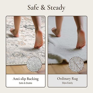 5x7 Light Taupe Rug Low-Pile, Non-Slip, Machine Washable Area Rug