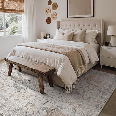 5x7 Light Taupe Rug Low-Pile, Non-Slip, Machine Washable Area Rug