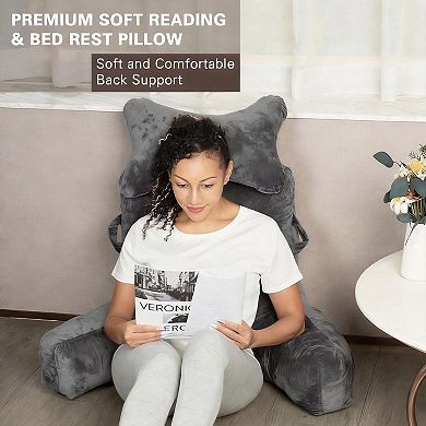Extra Large 31" Bed Rest Pillow with Neck Roll & Arm Support for Relaxing