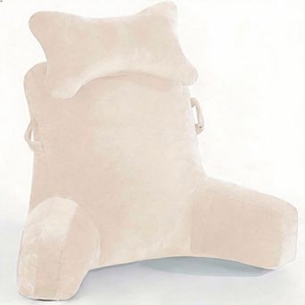 Extra Large 31" Bed Rest Pillow with Neck Roll & Arm Support for Relaxing