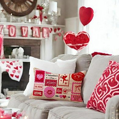 Valentine’s Pillow Cover 12x20 Be Mine XOXO Love Heart Pink Decor