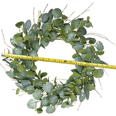 20" Eucalyptus Wreath for Front Door with Berries, Spring and Summer Greenery, Year-Round Farmhouse