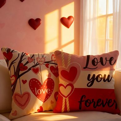 Valentine’s Day Heart Throw Pillow Covers 18x18 Inch for Home, Party, or Office