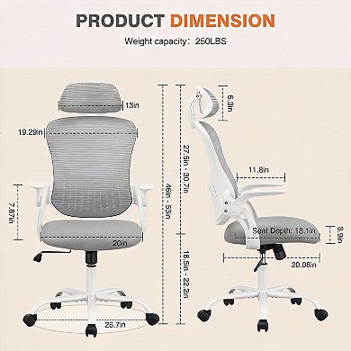 Ergonomic High-back Mesh Chair with Adjustable Headrest & Flip-up Armrests