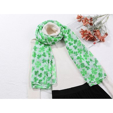 Women's Four-Leaf Voile Scarf, Lightweight Long Silky Head Wrap Bandanas Scarves