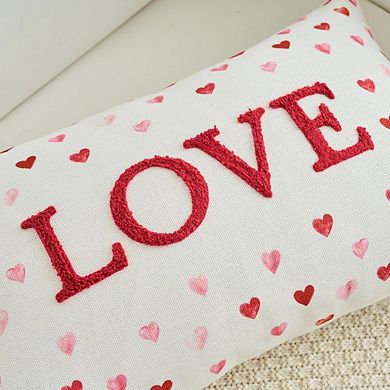 Valentine Heart Love Pillow Cover 12x20 Inch Embroidered Cushion Case