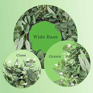 22 Inch Artificial Eucalyptus Wreath for Front Door All Seasons Green Decor