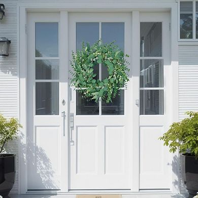 Spring Eucalyptus Wreath 22" for Front Door, Porch, Wall Year-Round Greenery with Berries