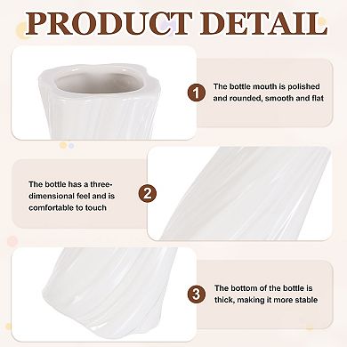 White Ceramic Twisted Vase for Home Decor, 7cm Wedding Centerpiece Modern Floral Ceramic Vase