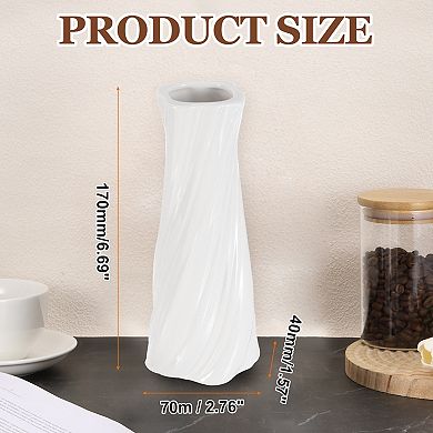 White Ceramic Twisted Vase for Home Decor, 7cm Wedding Centerpiece Modern Floral Ceramic Vase