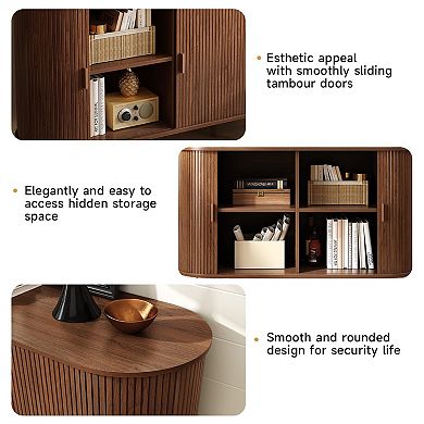 48-inch buffet with sliding doors and adjustable shelves; storage cabinet.