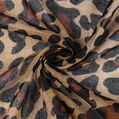 Women's Leopard Printed Long Scarf Soft Sheer Shawl for All Season 70.9x35.4"