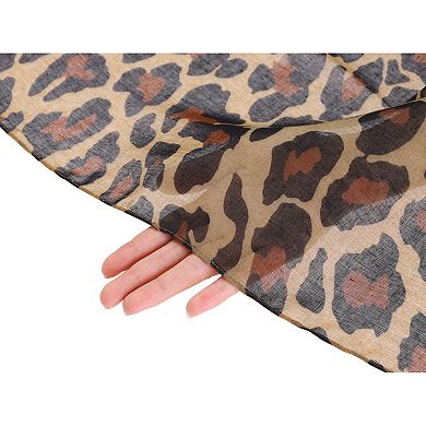 Women's Leopard Printed Long Scarf Soft Sheer Shawl for All Season 70.9x35.4"