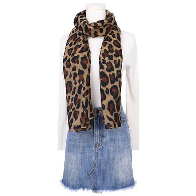 Women's Leopard Printed Long Scarf Soft Sheer Shawl for All Season 70.9x35.4"