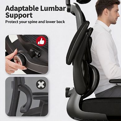 Ergonomic Mesh Office Chair with Lumbar Support, Swivel Base, 330 lbs Capacity