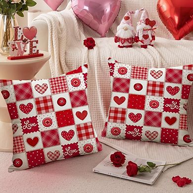 Valentine Red Plaid Heart Pillow Cover 18x18 for Sofa Couch Decor