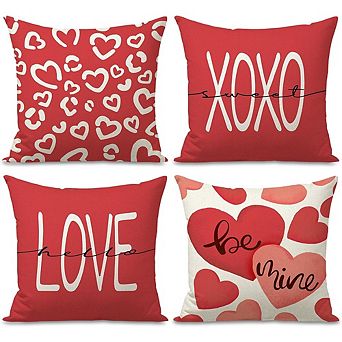 Valentine’s Day Pillow Covers 18x18 Set of 4 Hearts
