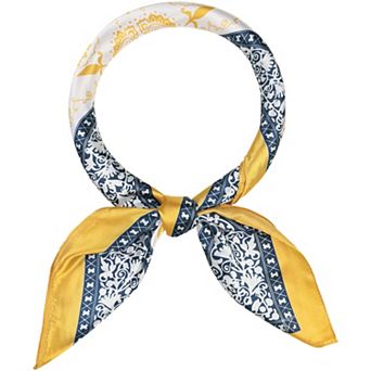 Women Satin Square Scarf 35" Large Paisley Contrast Color Hair Scarf Bandanas