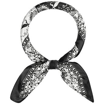 Women Satin Square Scarf 35" Large Paisley Contrast Color Hair Scarf Bandanas