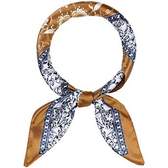 Women Satin Square Scarf 35" Large Paisley Contrast Color Hair Scarf Bandanas