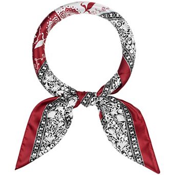 Women Satin Square Scarf 35" Large Paisley Contrast Color Hair Scarf Bandanas