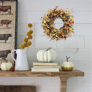 24 Inch Yellow Daisy & Eucalyptus Wreath for Front Door, Spring Farmhouse Decor