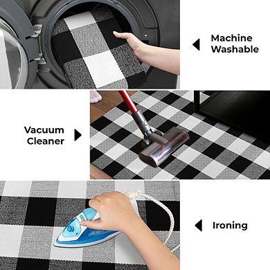 2x3 Black & White Buffalo Plaid Cotton Rug