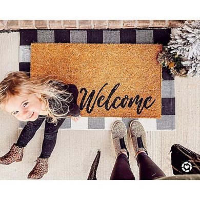 2x3 Black & White Buffalo Plaid Cotton Rug