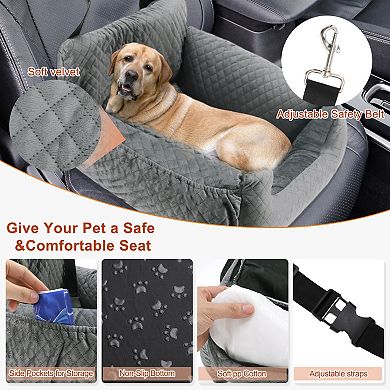 Dog Car Seat Booster for Small Medium Dogs, Safe and Comfortable, Cat Backpack with Seat Belt