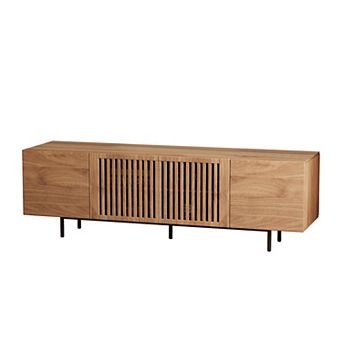 70.87″ Mid Century Modern Walnut TV Stand with Grille Doors