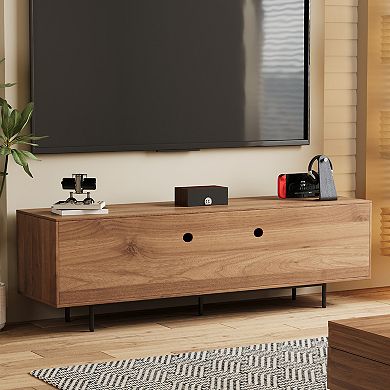 70.87″ Mid Century Modern Walnut TV Stand with Grille Doors