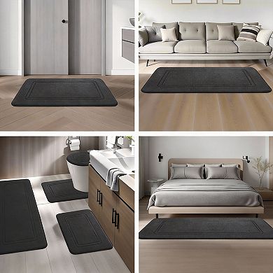 5-Piece Non-Slip Memory Foam Bath Mats - Soft, Quick-Dry, Machine Washable