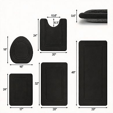 5-Piece Non-Slip Memory Foam Bath Mats - Soft, Quick-Dry, Machine Washable
