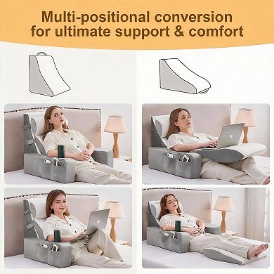 Adult Reading Pillow with Arms for Bed, Sofa, or Floor - Versatile, Ergonomic, Portable