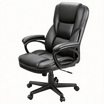 Ergonomic High Back Office Chair with Lumbar Support, PU Leather