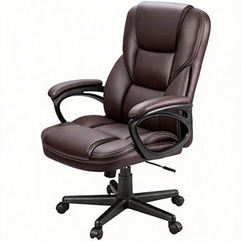 Ergonomic High Back Office Chair with Lumbar Support, PU Leather