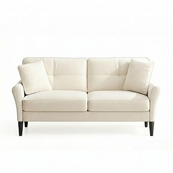 AKSZRI Loveseat Sofa with 2 Pillows - 69" Small Couch for Living Room & Bedroom, White